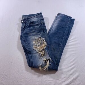 Machine Jeans Trendy Blue Denim distressed Jeans Women’s 3